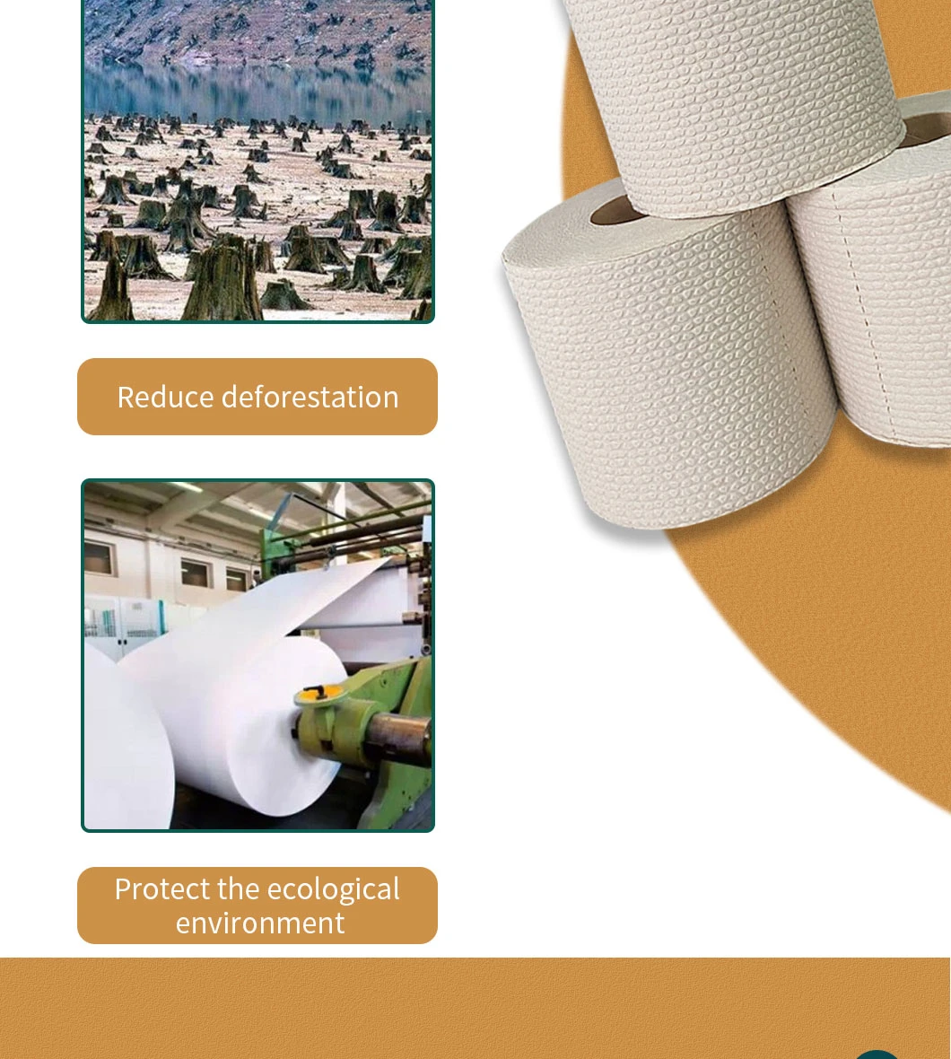 Toilet Tissue Paper 100%Bamboo Pulp No Irritating Decomposable 2/3/4ply Wholesale OEM Bamboo